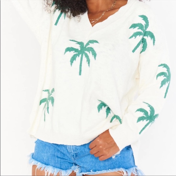 Show Me Your MuMu Sweaters - Show Me Your Mumu Gilligan Palm Tree Knit Sweater Size Large